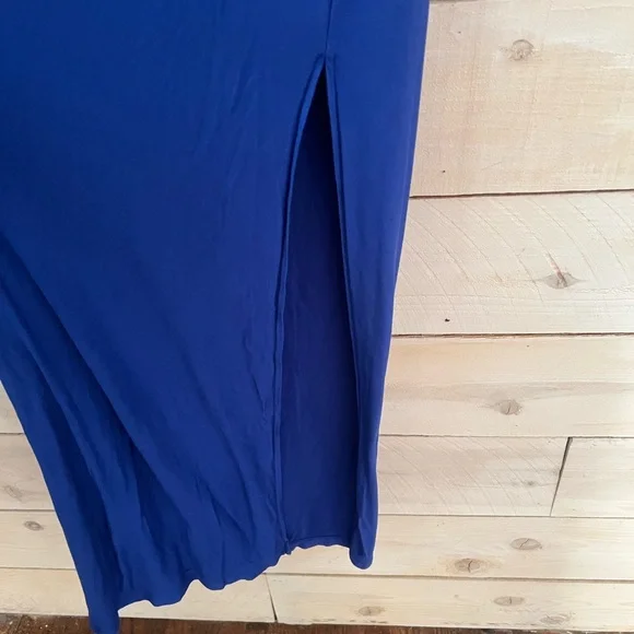 Banana Republic Elegant Blue Maxi Dress sz S Slit - Picture 3 of 6